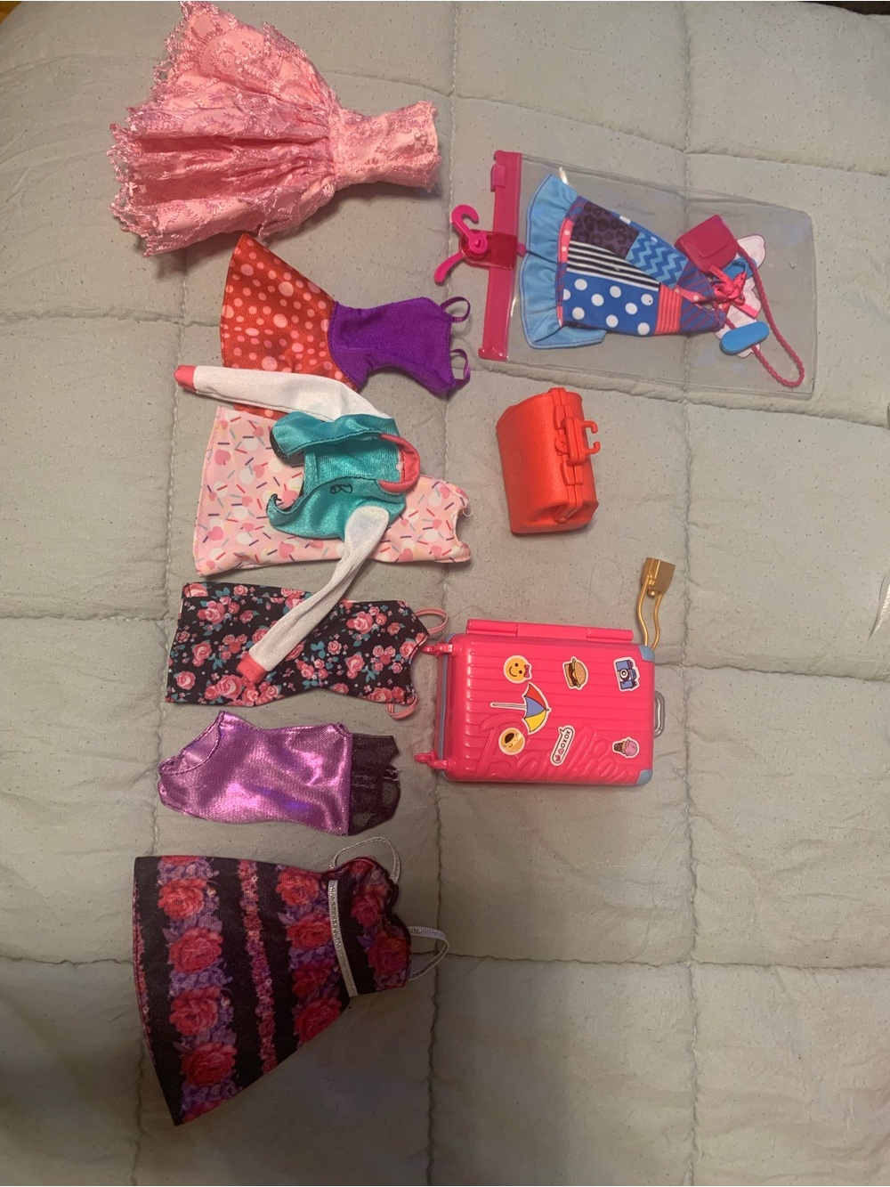 Barbie brand clothes and dresses with 2 suitcases